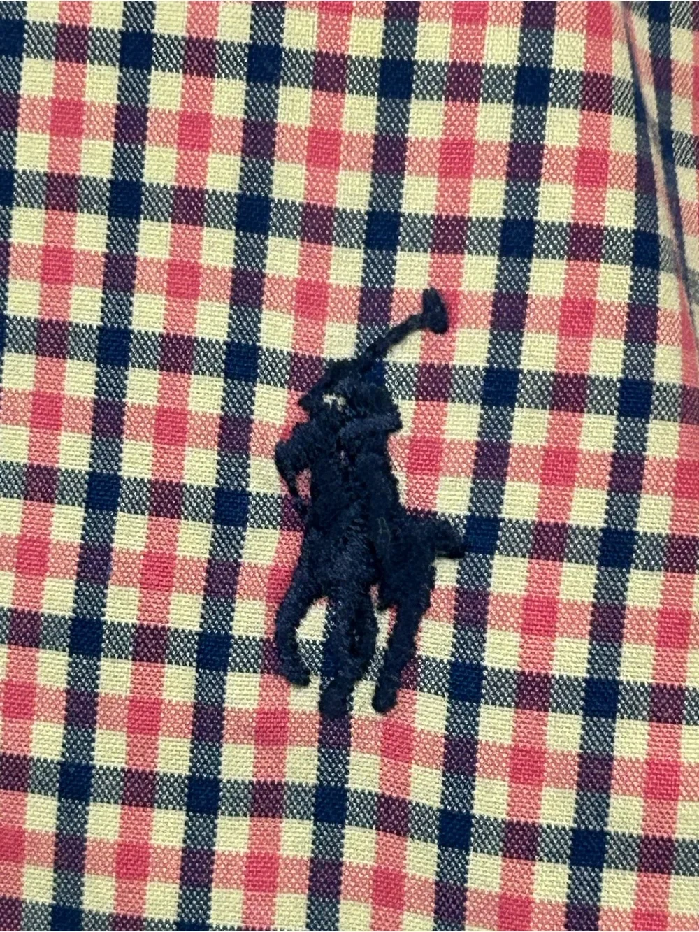 Polo Ralph Lauren 100% Cotton Button Down Shirt Blue Pink Plaid Preppy Coastal L